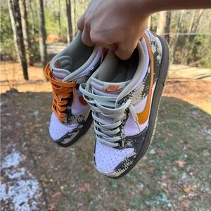 Orange and Purple Camo Nike Dunks